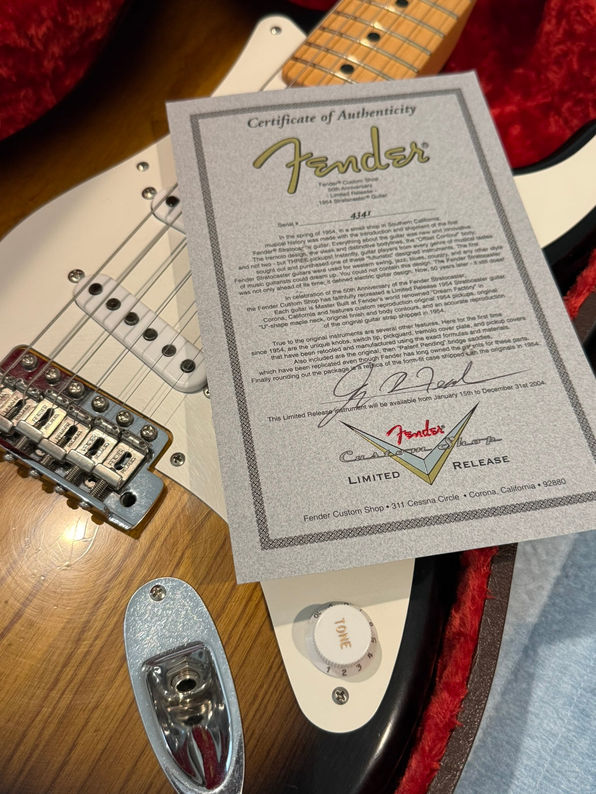 2004 Fender Custom Shop ’54 Stratocaster — Greg Fessler Masterbuilt — 50th Anniversary — COA & Two Cases